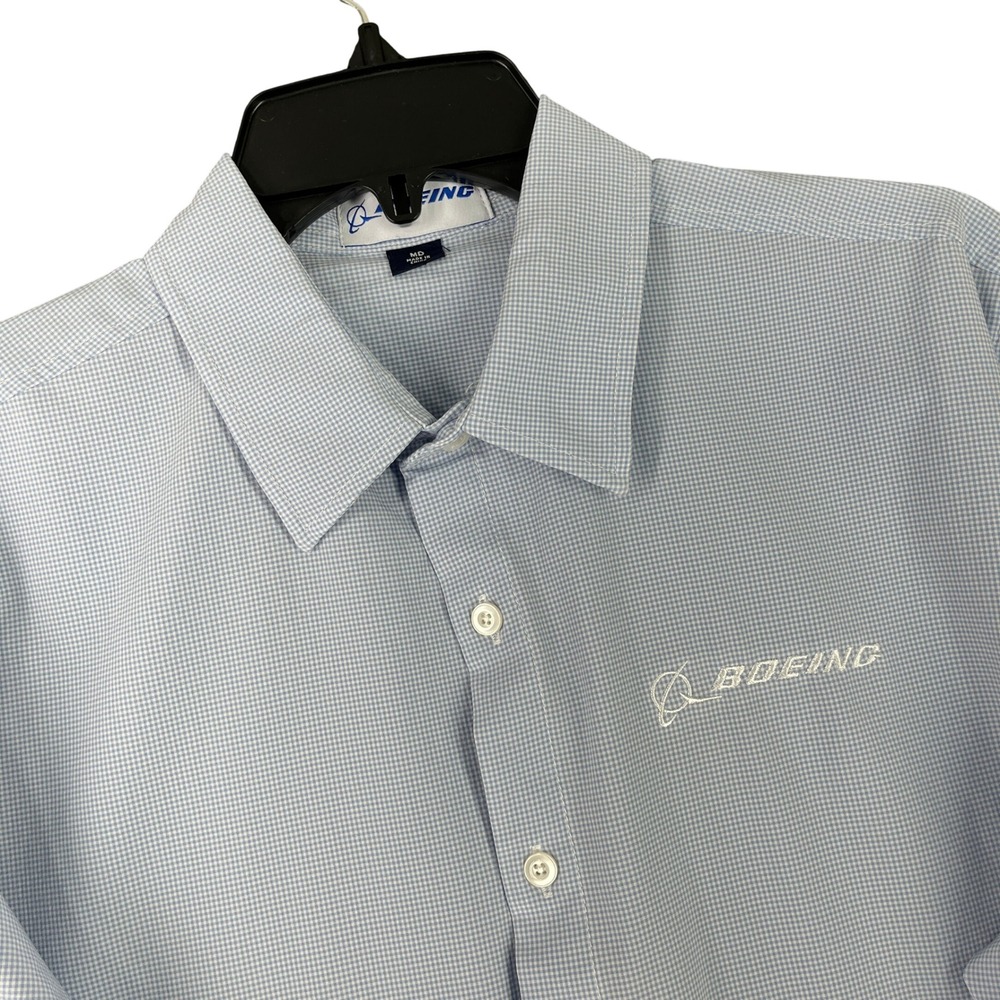 Boeing‎ Performance Shirt  Mens M Gingham Business Office Employee Uniform